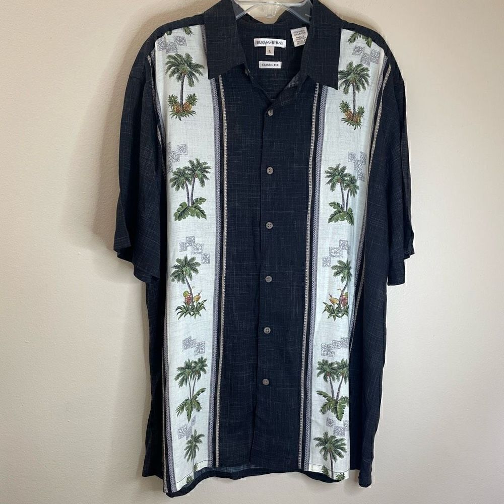 Burma Bibas|100% Rayon|Classic Fit|Palm Trees|Button up|Large